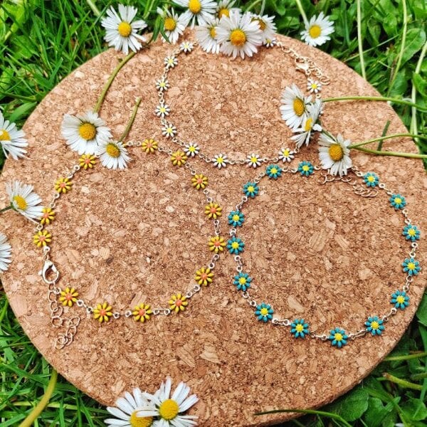 The Colourful Aura Multicolour Sun Flower Summer Indie Boho Daisy Floral Charms Payal Anklet