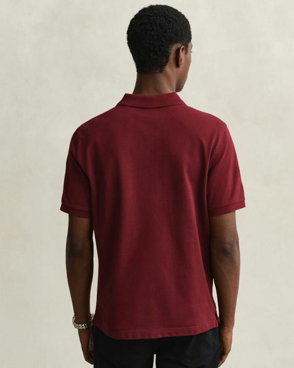 GANT Mens Regular Fit Short Sleeve Shield Logo Pique Polo - 676 Deep Grape Wine