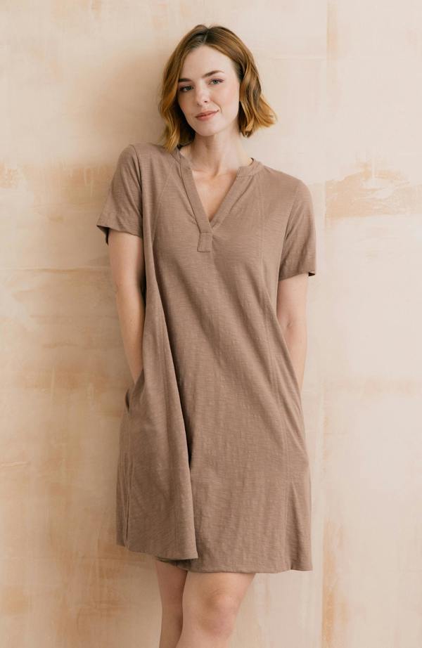 Lily & Me Terrace Organic Cotton Jersey Swing Dress Mocha