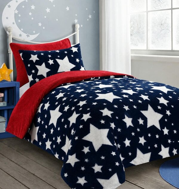 Night Zone Teddy Star Fleece Duvet Cover Set – Soft Cosy Kids Teddy Bear Bedding