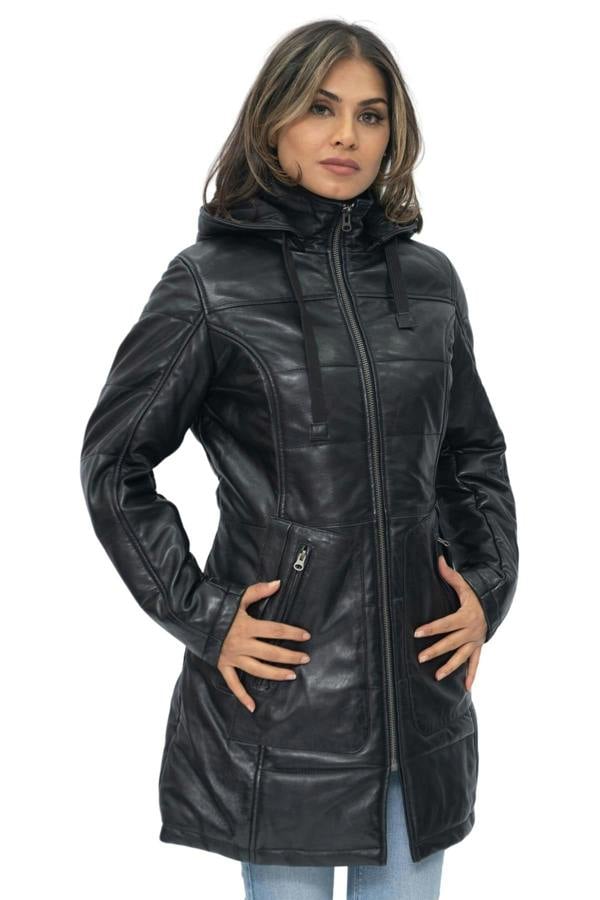 Infinity Leather Women's Leather Quilted Parka Coat-Allentown