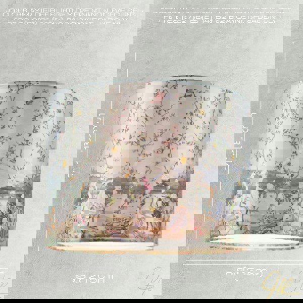 Mountains and Forests Lamp Shade with Floral and Bird Illustrations Image 6