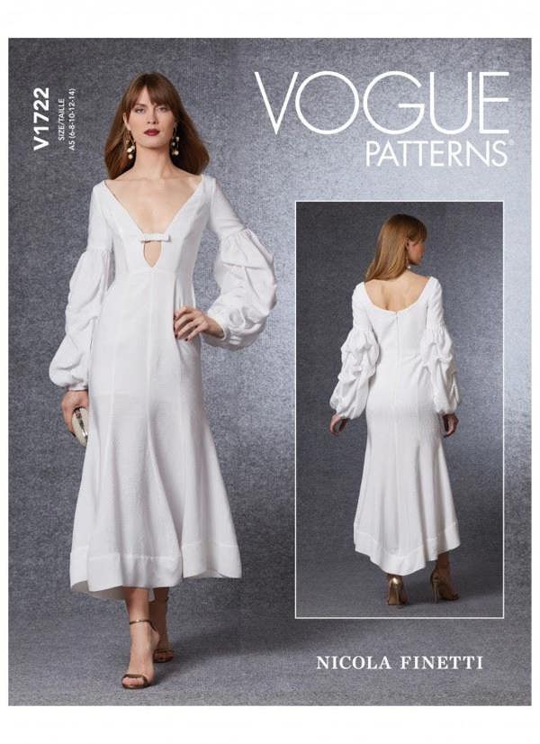 Vogue Sewing Pattern 1722, Dresses for Women, A5 (6-8-10-12-14) - Intermediate