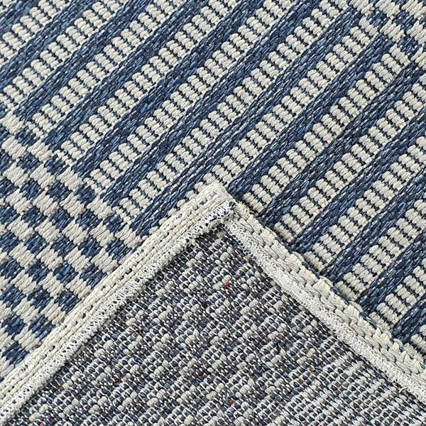Viva Rugs Cotton Rug Braided Navy Blue Grey Cream Striped Washable Flat Weave Mat Small Extra Large Long Runner