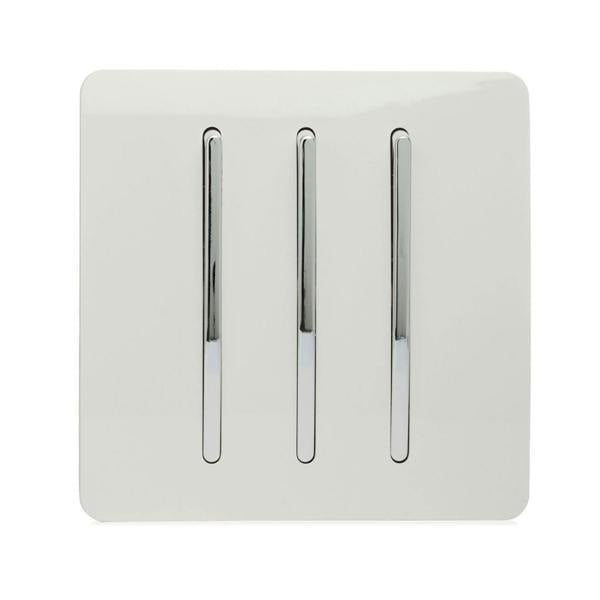 Trendi Switch 3 Gang 1 or 2 way Rocker Light Switch in Ice White