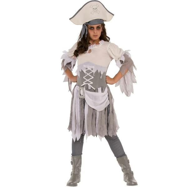 Bristol Novelty Girls Pirate Ghost Halloween Costume - Grey