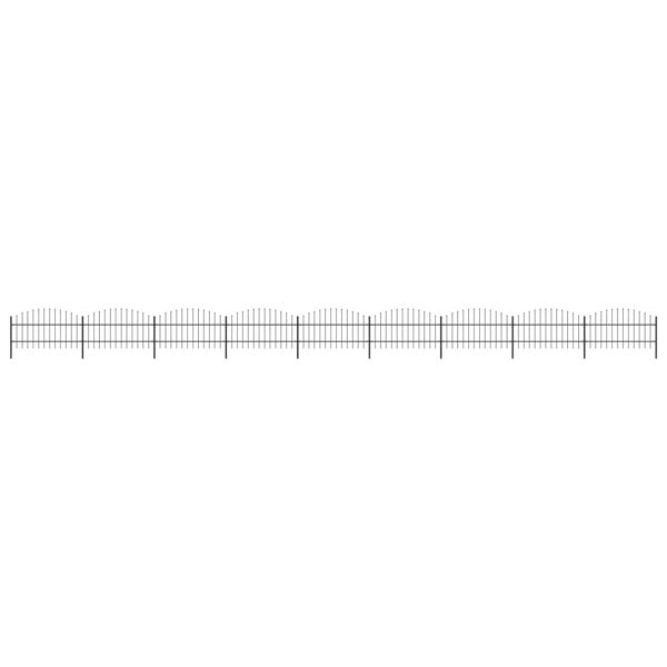 Berkfield Garden Fence with Spear Top Steel (0.75-1)x15.3 m Black