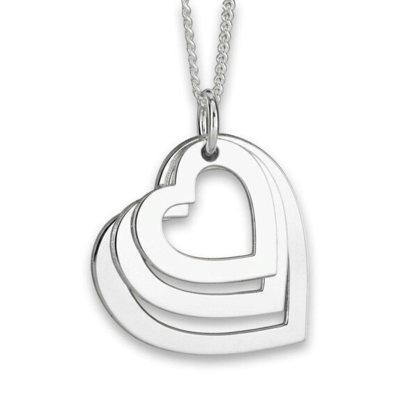 Christopher James of London Sterling Silver Triple Heart Personalised Family Necklace