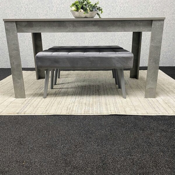 Kosy Koala Grey Wooden Dining Table Set and 2 Benches with Metal Legs � Dining Kitchen Room Furniture