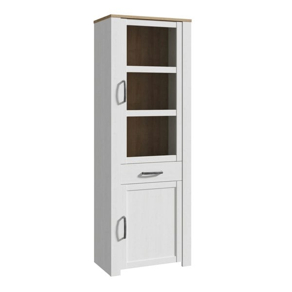 Furniture To Go Bohol Narrow Display Cabinet in Riviera Oak/White