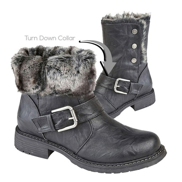 Cipriata Andreana Press Stud Fold Down Biker Style Ankle Boots