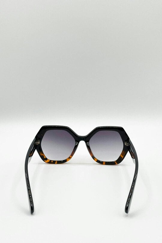 SVNX Oversized Rounded Angular Sunglasses In Tortoiseshell