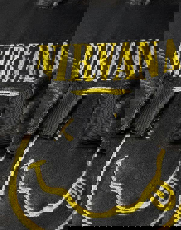 Nirvana Mens Black Logo Blanket Hoodie (One Size)