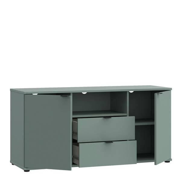 Furniture To Go Ganymede TV Unit with Open Shelf, Drawer & 2 Doors in Sage Green