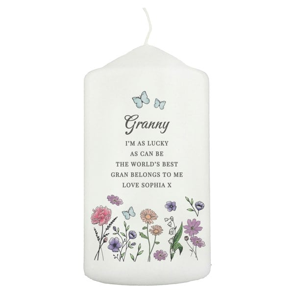 Personalised Memento Company Personalised Wild Flowers Pillar Candle