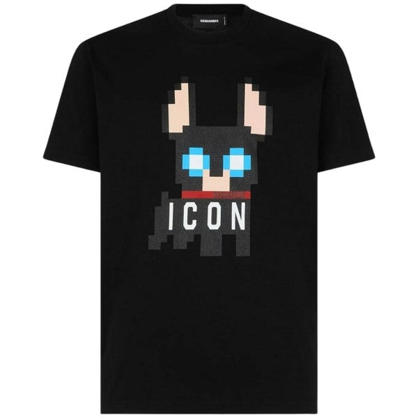 Dsquared2 Icons Pixel Dog Logo Cool Fit T-Shirt - Black