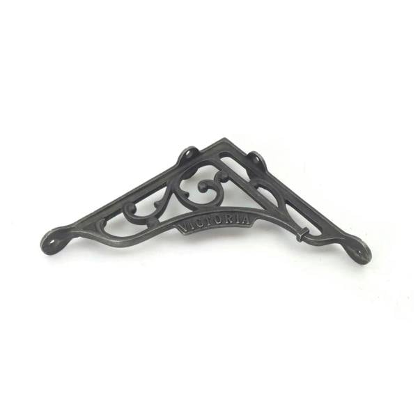 Pair of London Victoria Shelf Brackets Antique Cast Iron - 195mm x 170mm / 7" x 7.75"