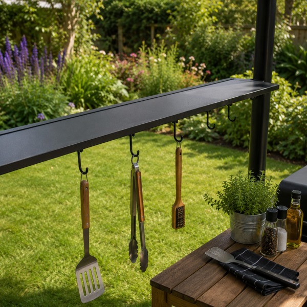 Glendale BBQ Shelter Gazebo 2.45m - Garden BBQ Canopy with Shelves & Light