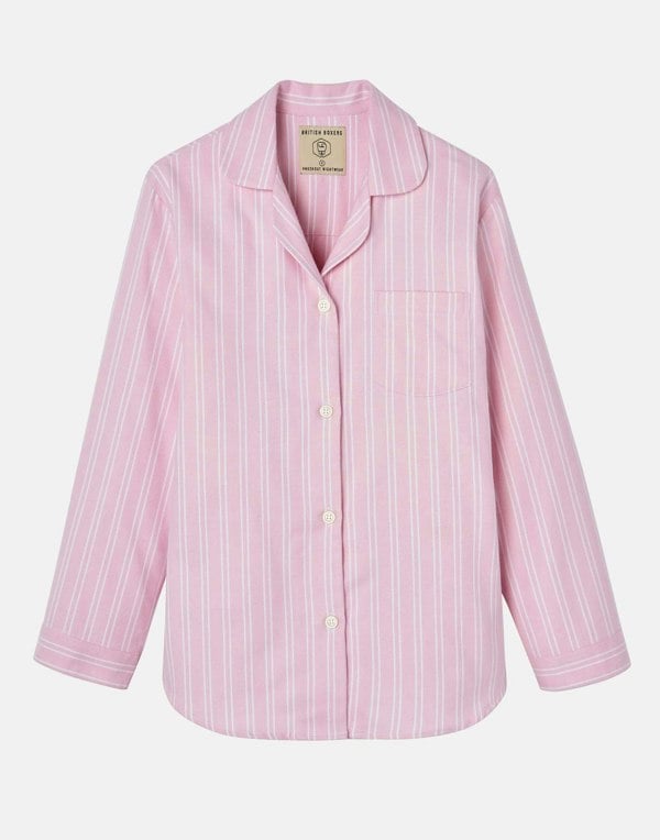 British Boxers Women's Brushed Cotton Pyjama Set – Westwood Pink Stripe