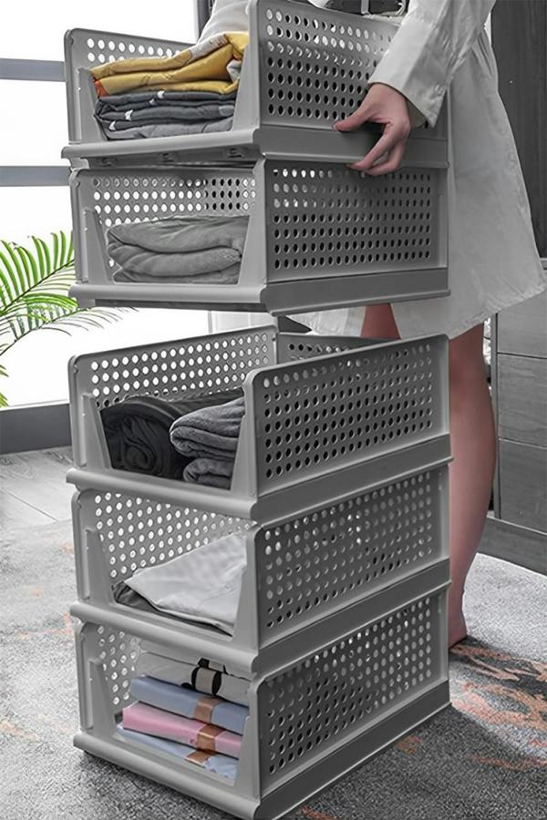 Folding Plastic Wardrobe Storage Box Drawer Organizer Box Bedroom
