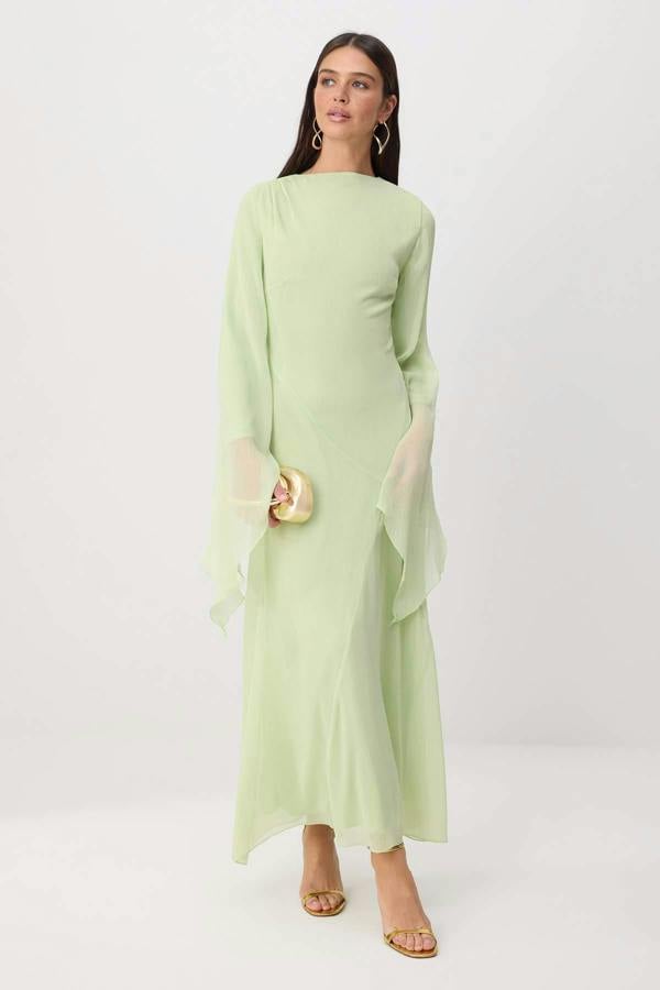 Princess Sleeve Boat Neck Maxi Dress