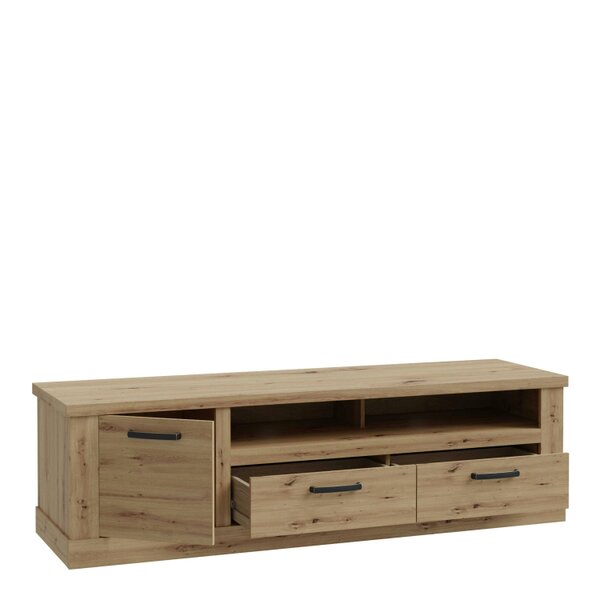 Wyld Haus Tampere Artisan Oak TV Unit with Black Handles 1 Door 2 Drawers