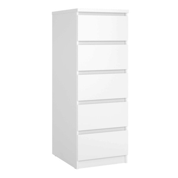 Wyld Haus Budapest White Wood Narrow Chest 5 Drawers