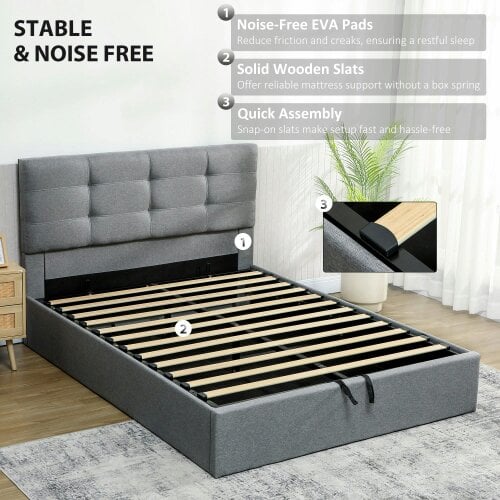 Wyld Haus Vivafa 5FT King Ottoman Bed with Gas Lift Storage Grey