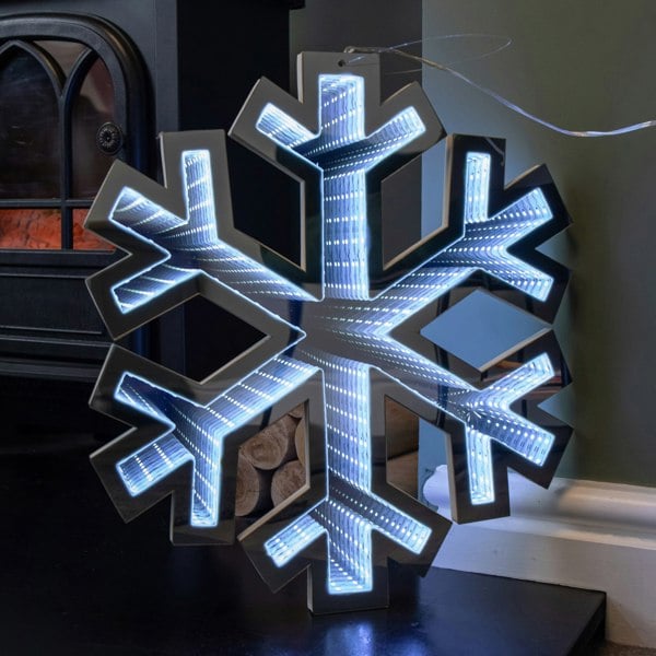 Samuel Alexander 40cm Infinity Light up Hanging Christmas Snowflake Decoration with White LEDs