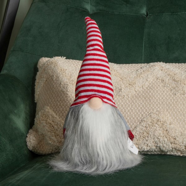 Samuel Alexander 34cm Festive Gonk Cuddly Santa Indoor Christmas Plush Decoration in Striped Hat