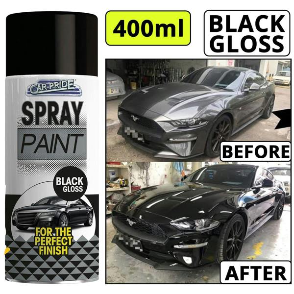 Carpride Gloss Black Car Spray Paint 400ml