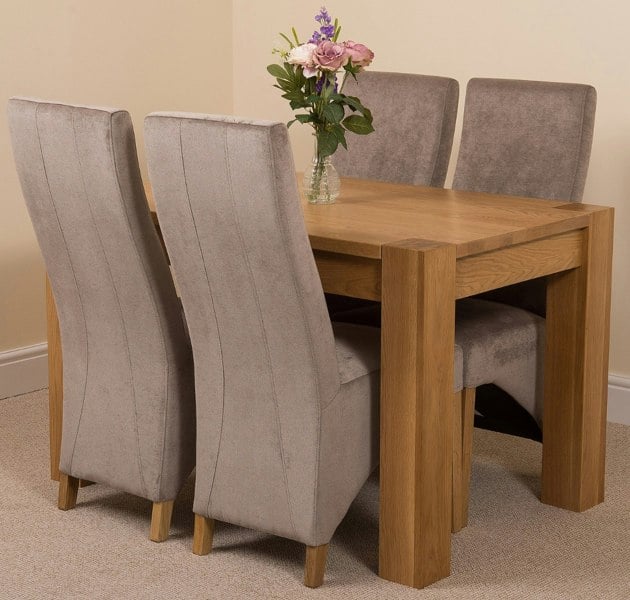 That's Furniture Kuba Small Oak Dining Table with Lola Fabric Chairs