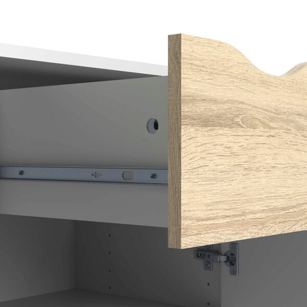 Wyld Haus Sapporo White and Natural Oak Small Sideboard 1 Drawer 2 Doors