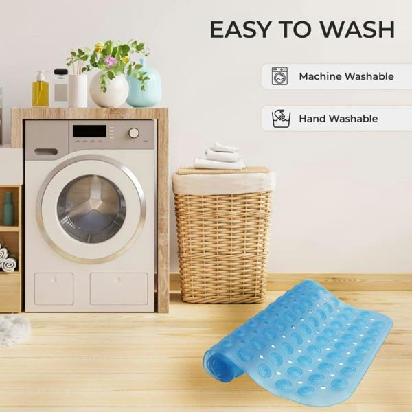 Top 3 Non-Slip Durable Bath Shower Mat with Suction Cups 40cm x 100cm Blue