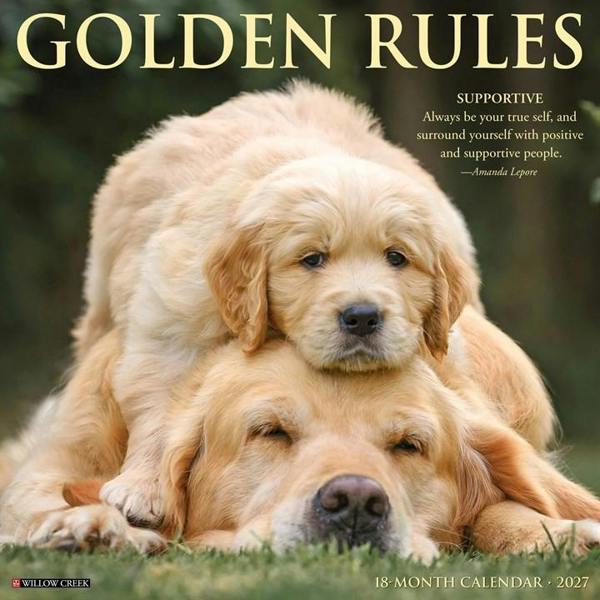 Golden Rules Calendar 2027, Wall Calendars, Month To View, Dogs, Gift