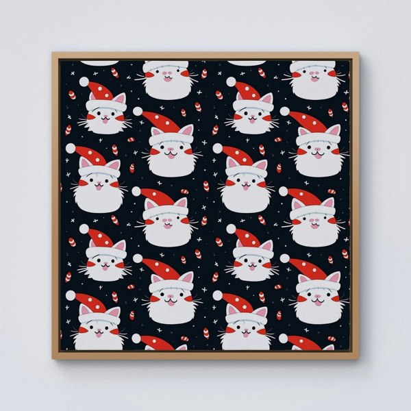 Warren Reed Cute Cats Wearing Santa Claus Hats Framed Canvas