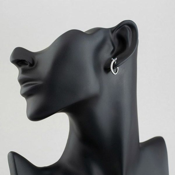 T. H. Baker 14ct White Gold Sapphire & Brilliant Cut Diamond Hoop Earrings E39076GW14SA (X2)