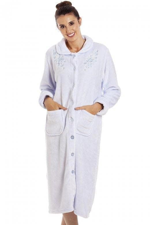 Camille Womens Super Soft Floral Print Button Up Housecoats