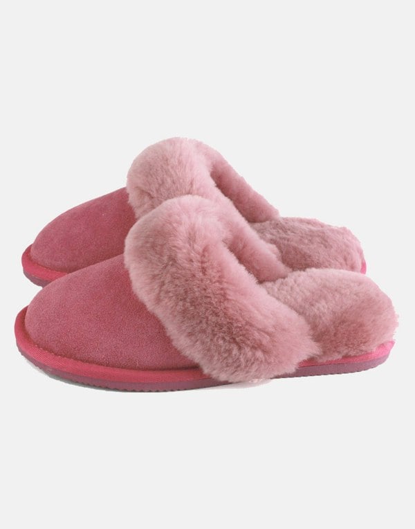 Women's Bracken Sheepskin and Suede Slippers – Pink - British Boxers