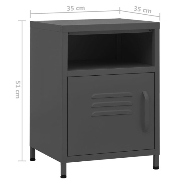 Berkfield Nightstand Anthracite 35x35x51 cm Steel
