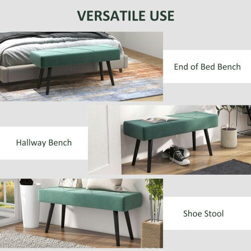 Wyld Haus Mazuka Green  End Of Bed Bench With X Frame Black Metal Legs Geometric Pattern