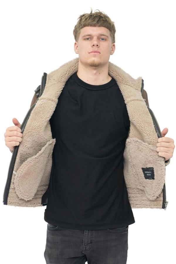 Infinity Leather Mens Retro Pilot Sheepskin Leather Biker Jacket-Bogota