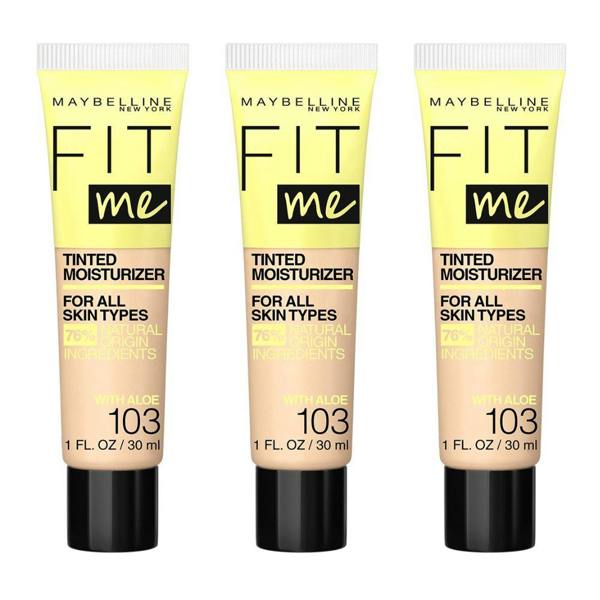 Maybelline New York 3 x Maybelline Fit Me Tinted Moisturiser With Aloe 30ml - 103