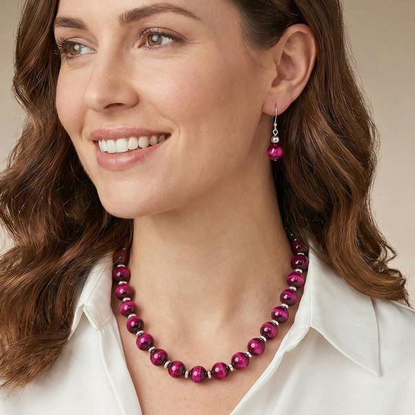 Pia Keep it Confident Cerise Tiger's Eye Earrings