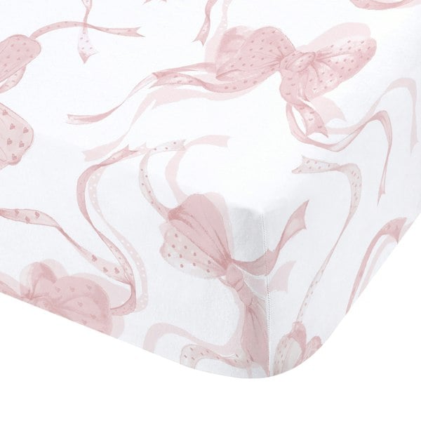 Catherine Lansfield Bow Fitted Sheet White / Pink
