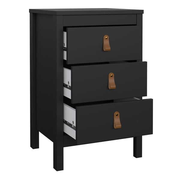 Furniture To Go Barcelona Bedside Table 3 Drawers in Matt Black