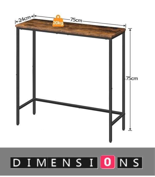 Modcraft Slim Console Table Metal Frame Display Table for Hallway Small Spaces
