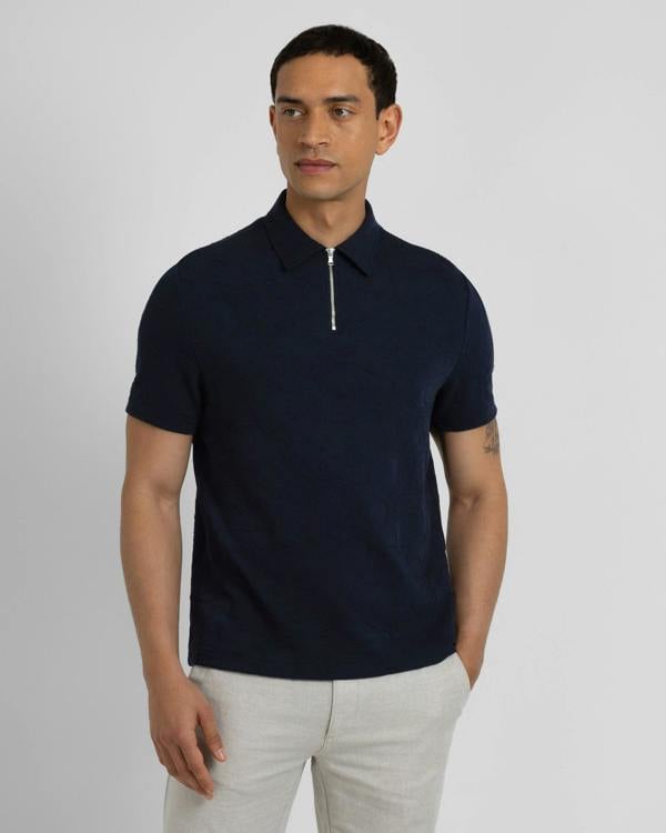 Steel & Jelly Adwell - Linear Floral Jacquard Polo Shirt
