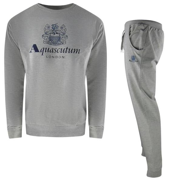 Aquascutum London Logo Crewneck Grey Tracksuit Pants Set - Nova Clothing