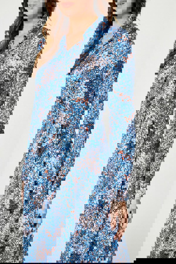 Blue | Printed Twist Front Midi Dress